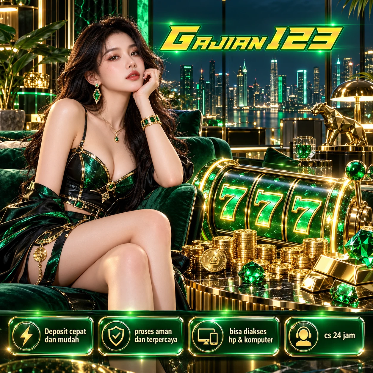 Banner GAJIAN123 Indo menampilkan tema merah dan hitam